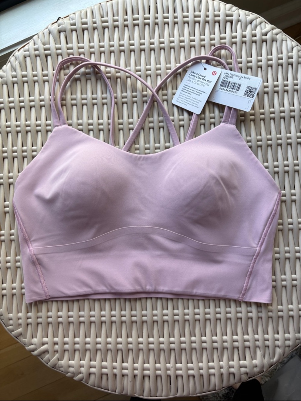 Lululemon Like a Cloud Light Pink Longline Bralette with Strappy Back
